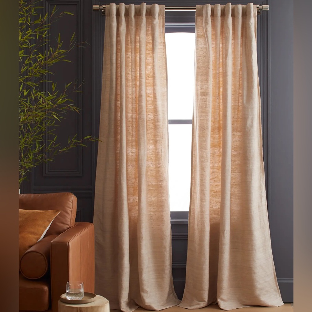 New Quince 1 Panel 48x84 Raw Silk Sand Light Filtering Curtain Tan 0037